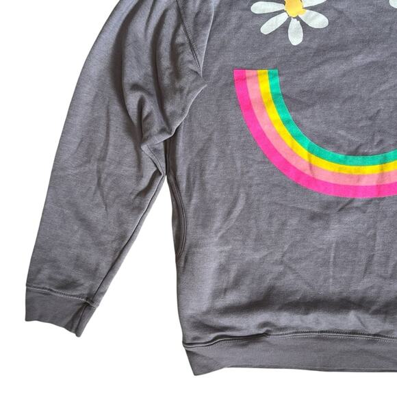 Natural Life Women’s Sz S Gray Rainbow Smile Sweatshirt Pockets Daisy Comfy - Picture 5 of 11